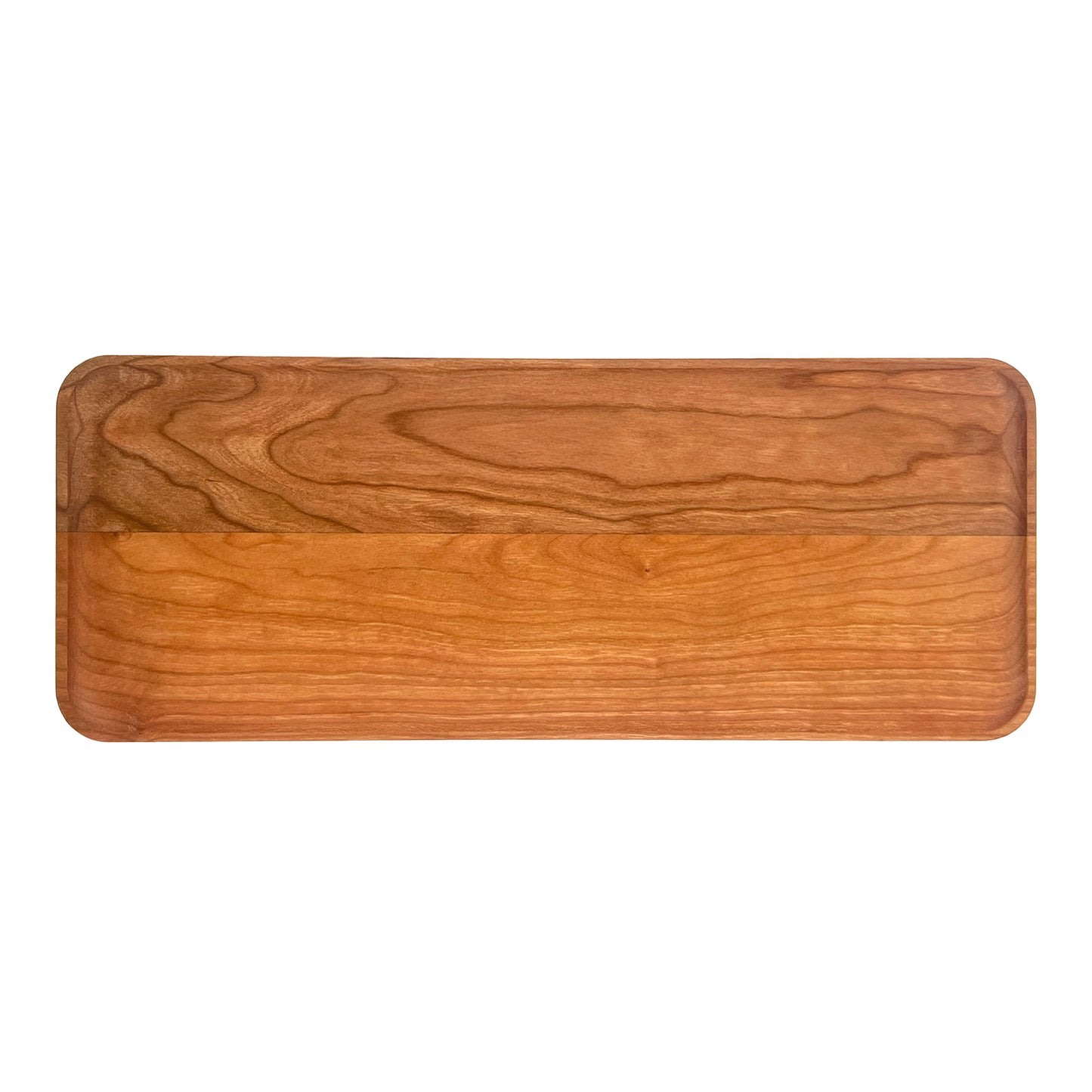 Cherry rectangle serving tray, 14"x5", on a white background.