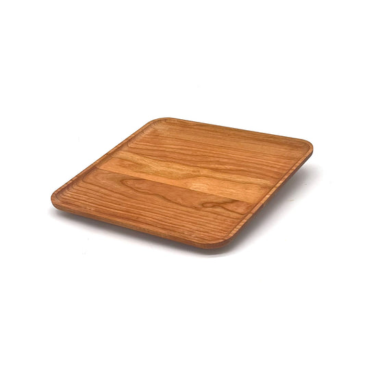Square cherry,7" x 7", tray on a white background