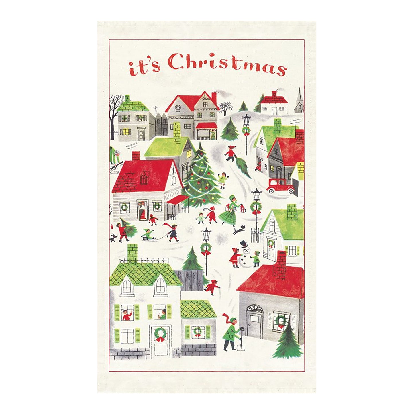 Cavallini Tea Towel-Christmas Village
