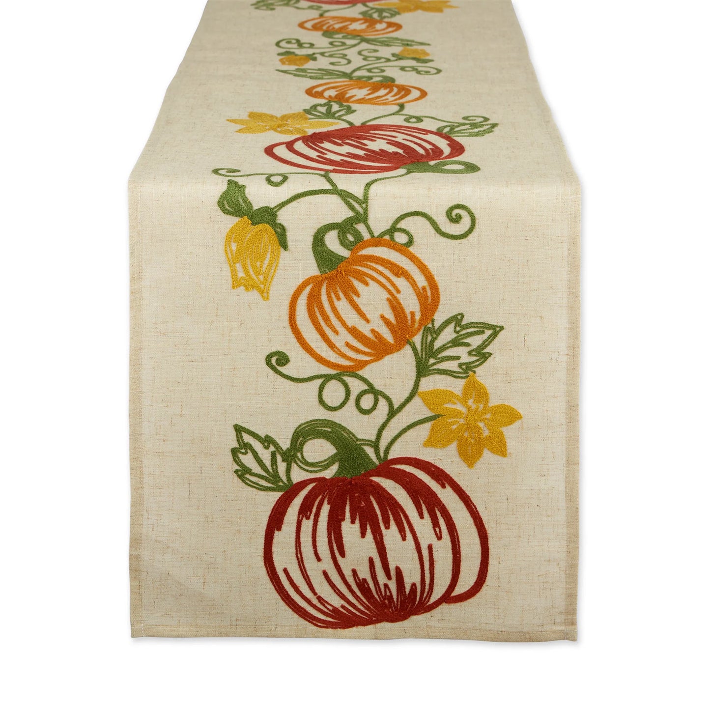 Pumpkin Vine Embroidered Runner