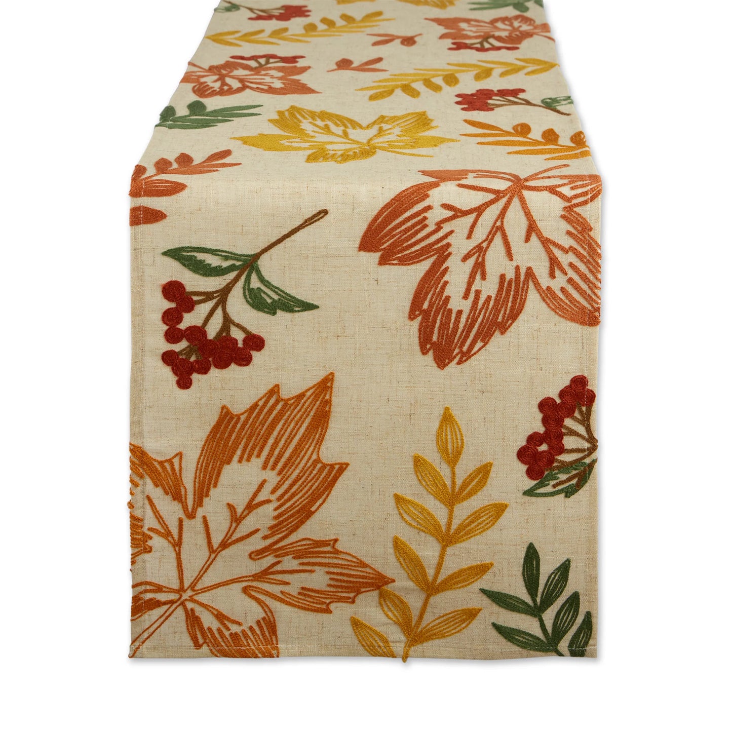 Scattered Leaves Embroidered Runner