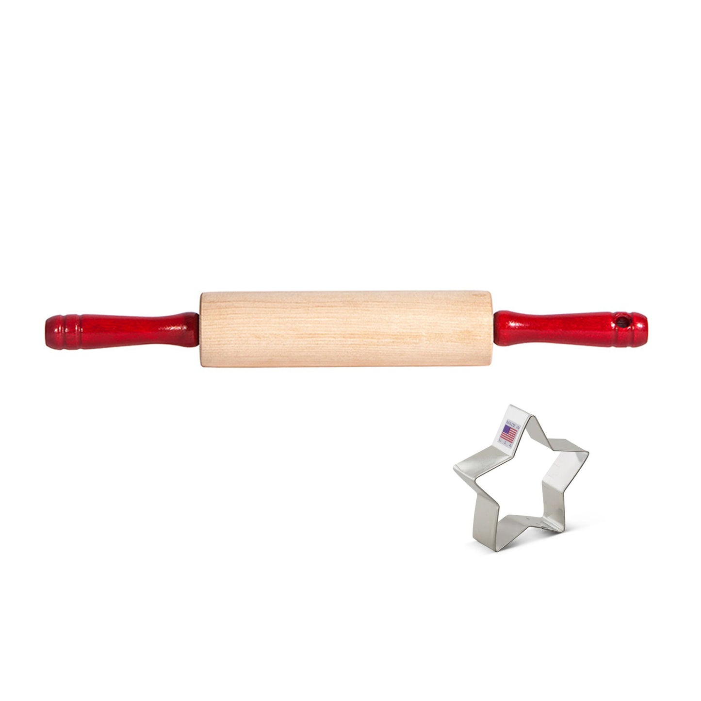 Kid's Rolling Pin + Cookie Cutter Gift Set-Red