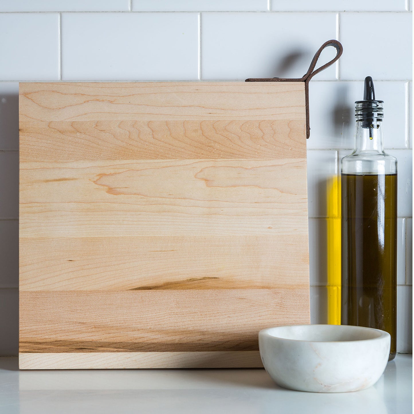 Maple Square Board with Leather Handle-12" x 12"