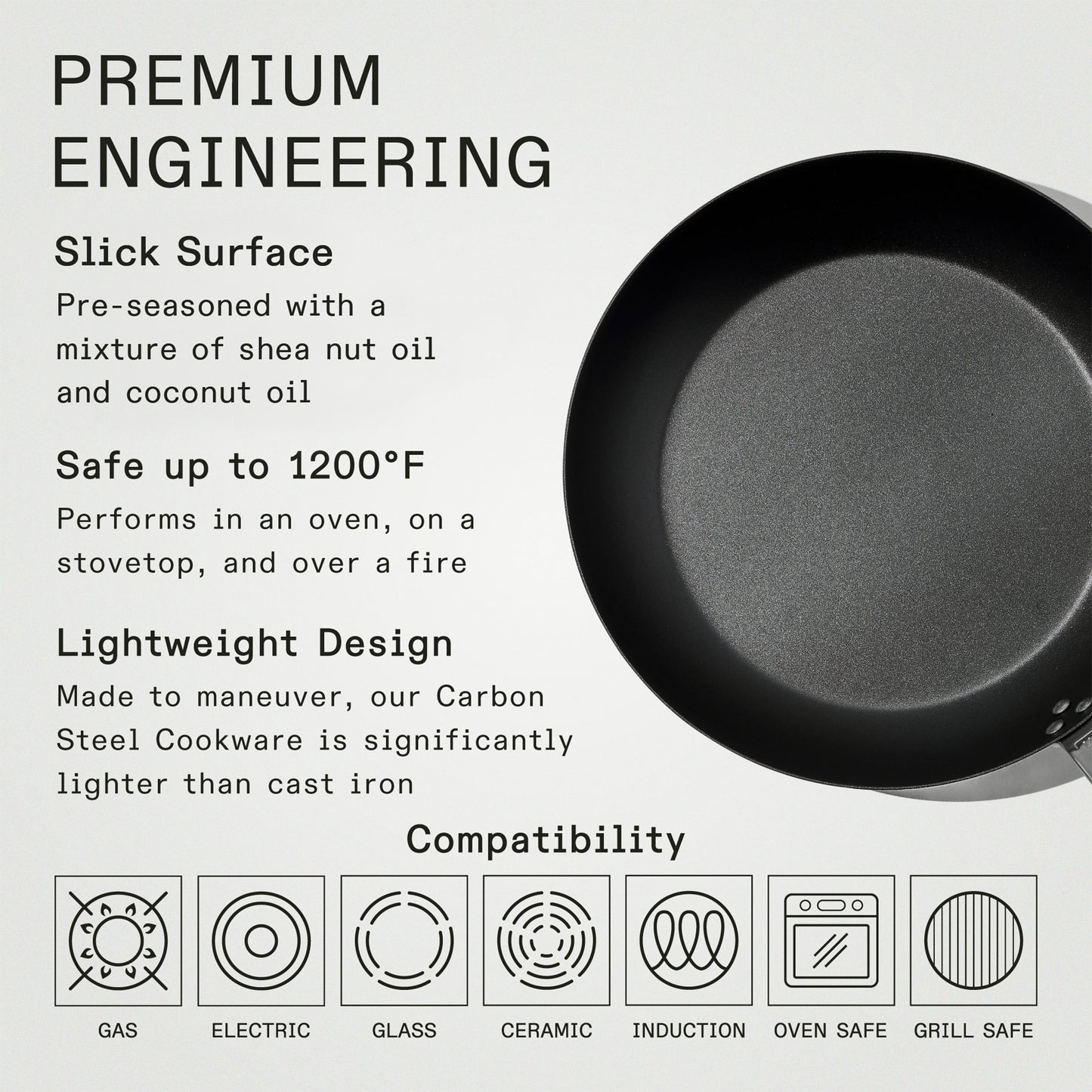 MADE IN Blue Carbon Steel 12" Fry Pan (Seasoned)