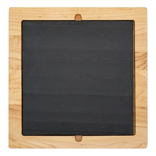 Maple Serving Tray with Slate Insert-14 3/4" x 14 3/4"