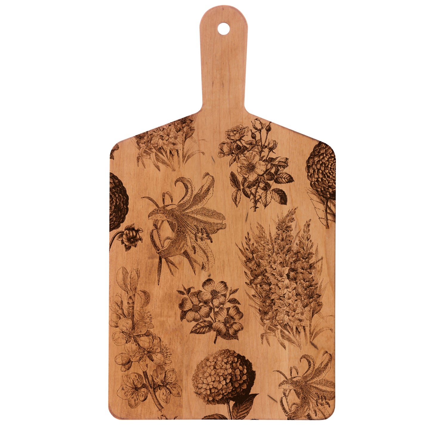 Artisan Maple Rectangle Handled Serving Board - Vintage Floral Collage