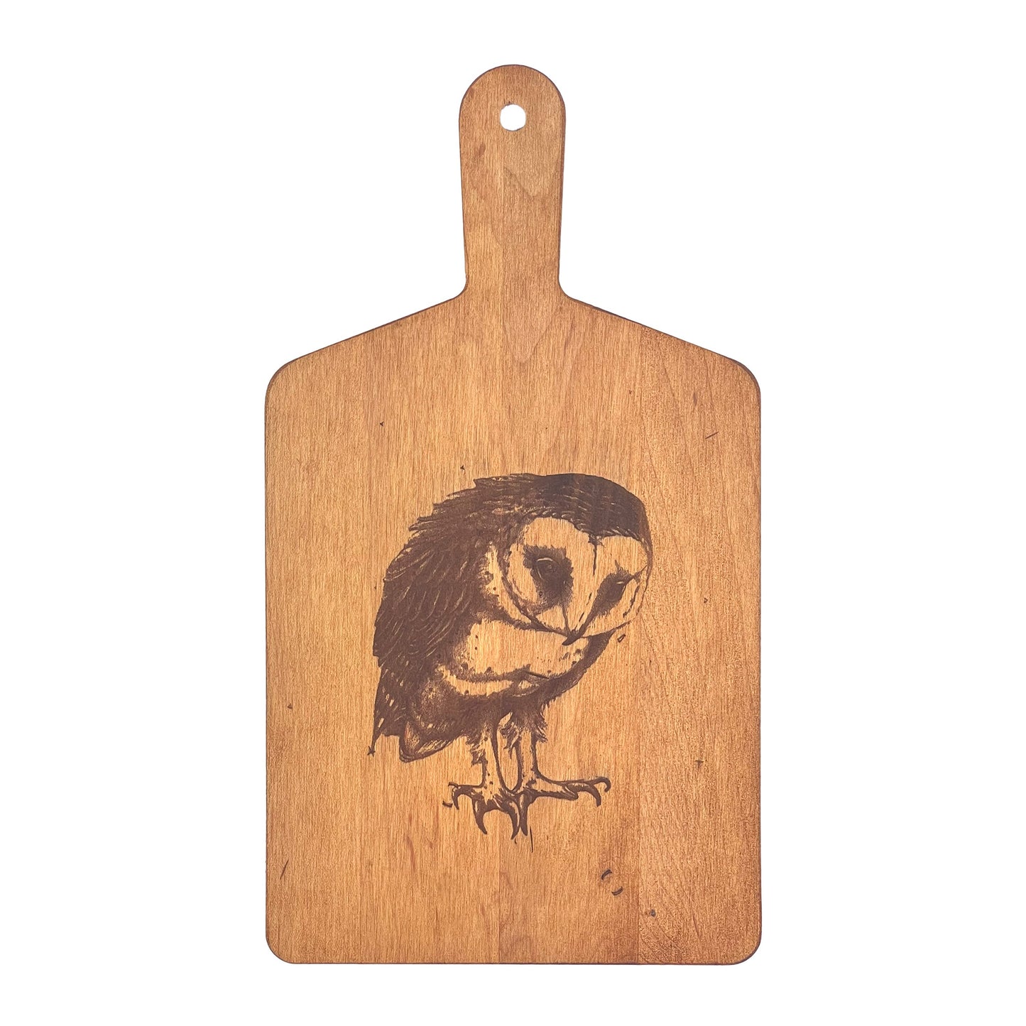 Laura Zindel Artisan Maple Rectangle Handled Serving Board - Barn Owl