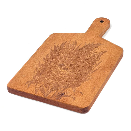 Artisan Maple Rectangle Handled Serving Board- Vintage Gladiolus