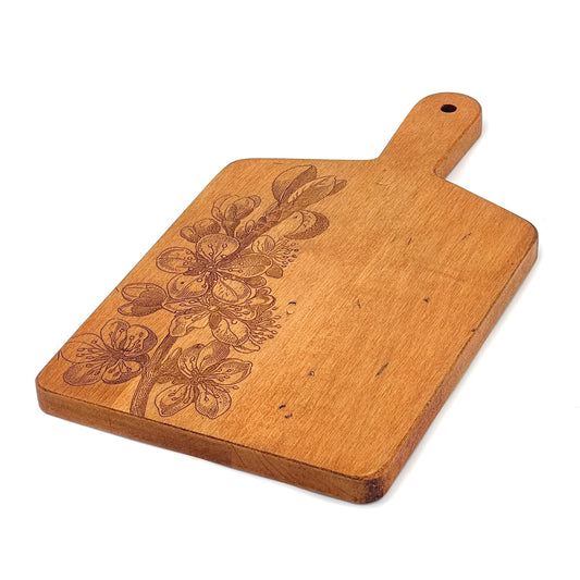 Artisan Maple Rectangle Handled Serving Board - Vintage Plum Blossoms