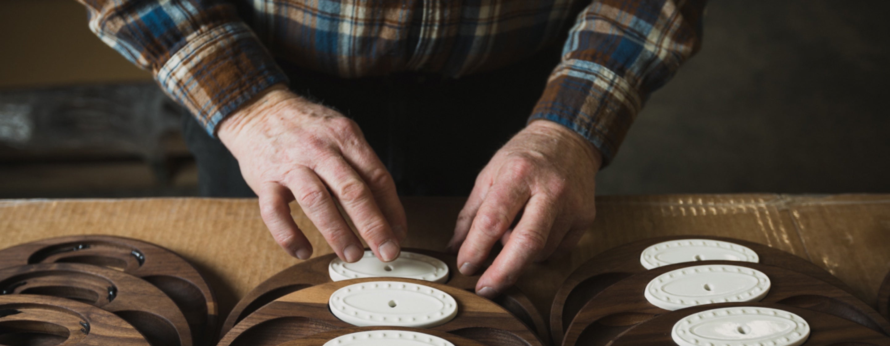 Hands holding boards