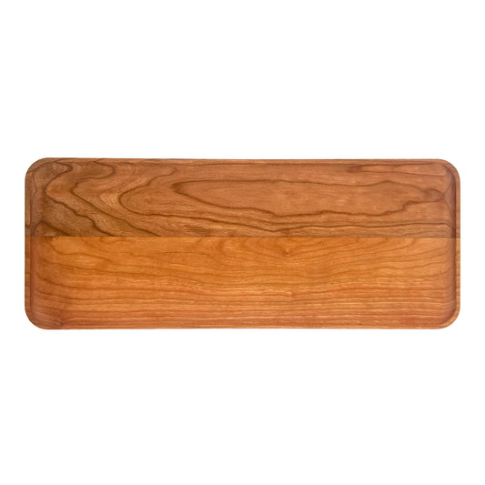 Cherry rectangle serving tray, 14"x5", on a white background.