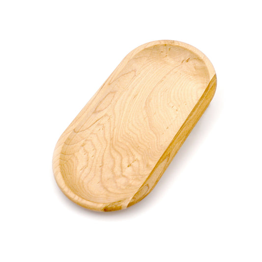 A maple 8" oval appetizer serving tray. 