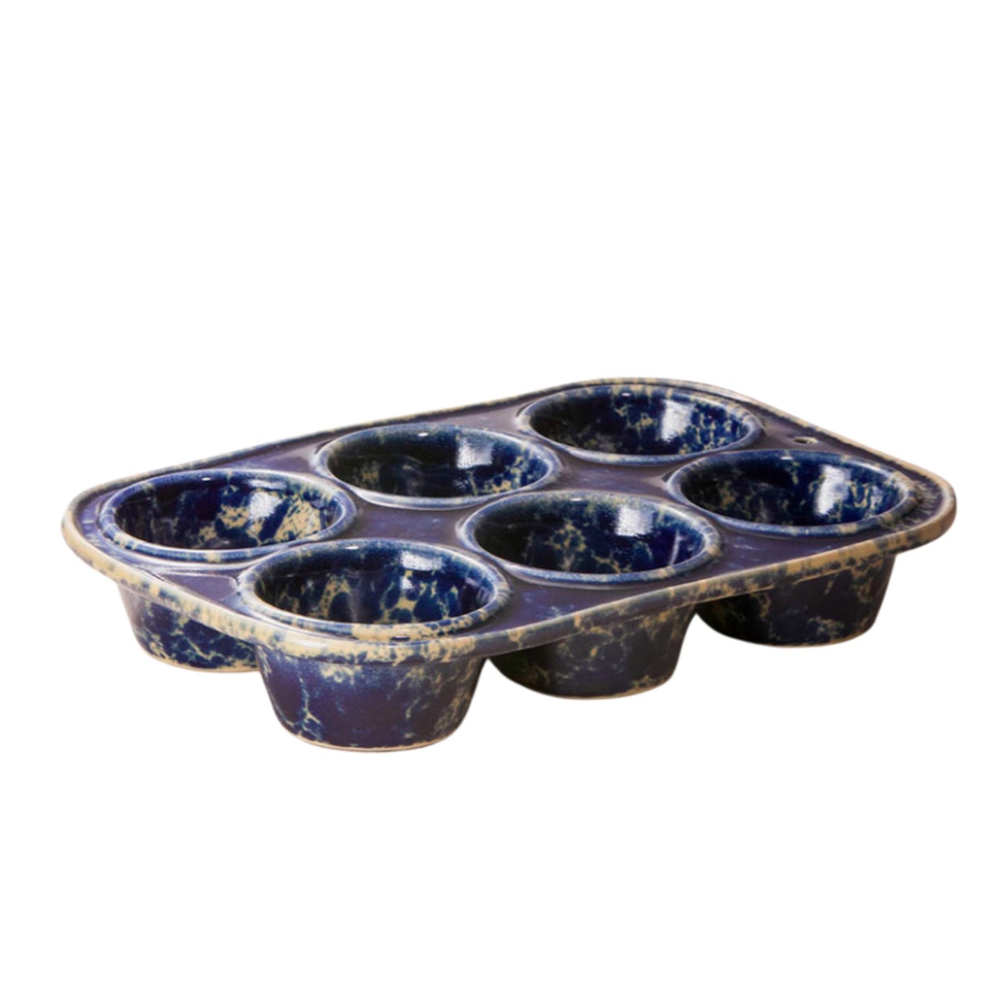 Bennington Potters Muffin Pan-Blue Agate