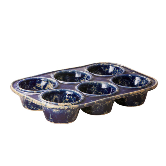 Bennington Potters Muffin Pan-Blue Agate