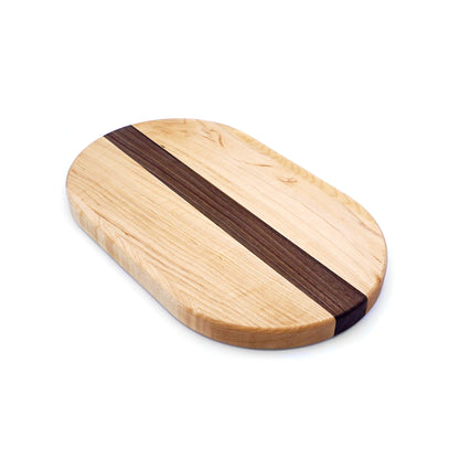 Maple and Walnut Oval Serving Board-15" x 9"