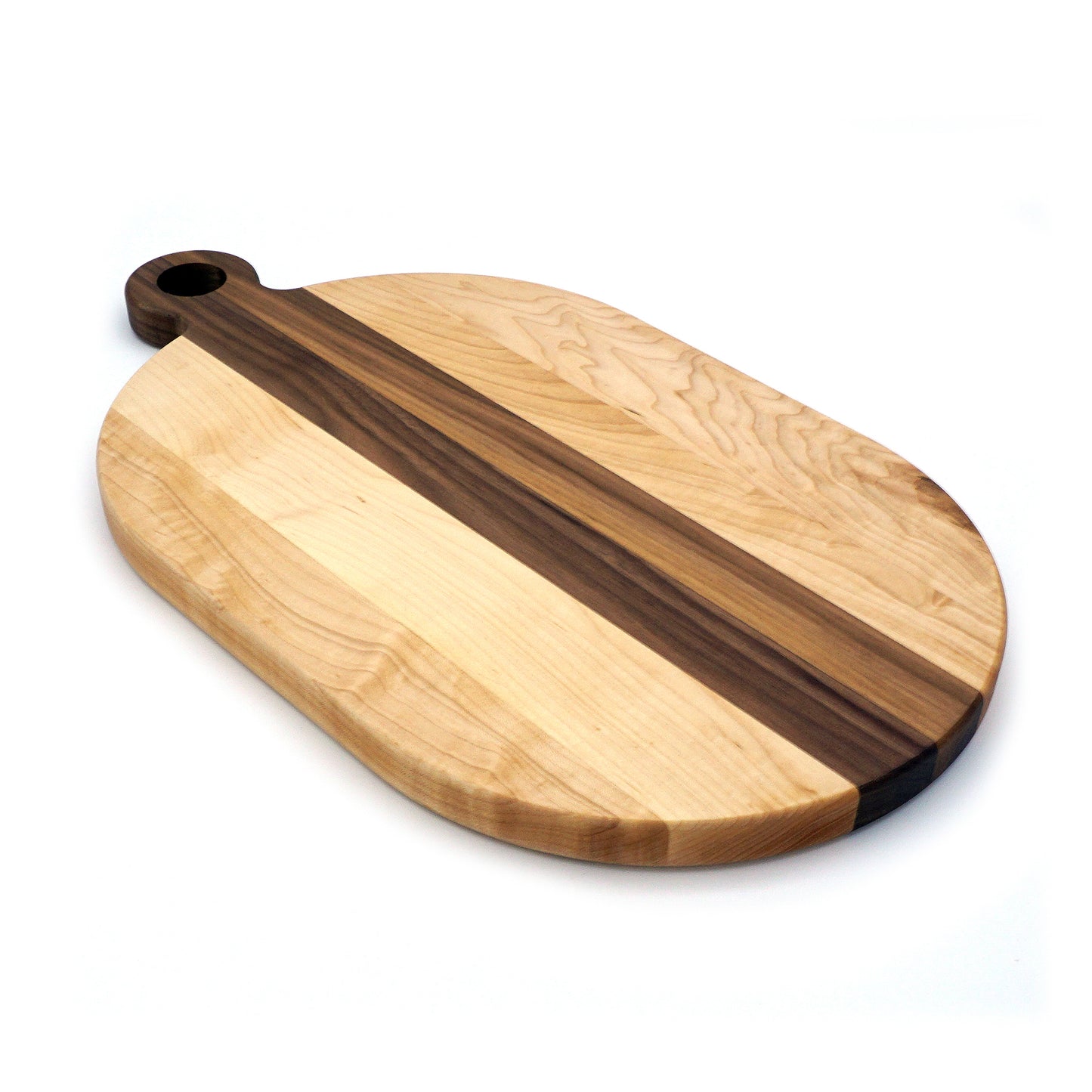 Oval Maple and Walnut Handle Serving Board-21" x 12"