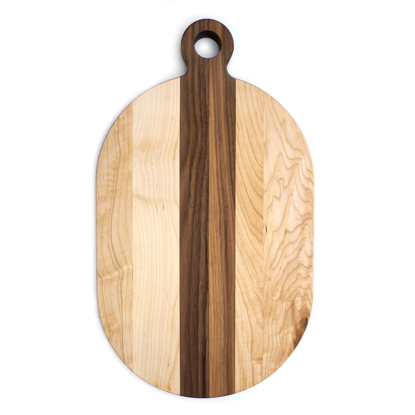 Oval Maple and Walnut Handle Serving Board-21" x 12"