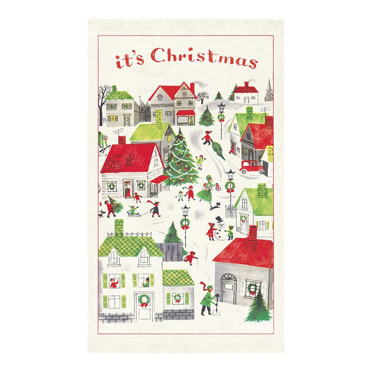 Cavallini Tea Towel-Christmas Village