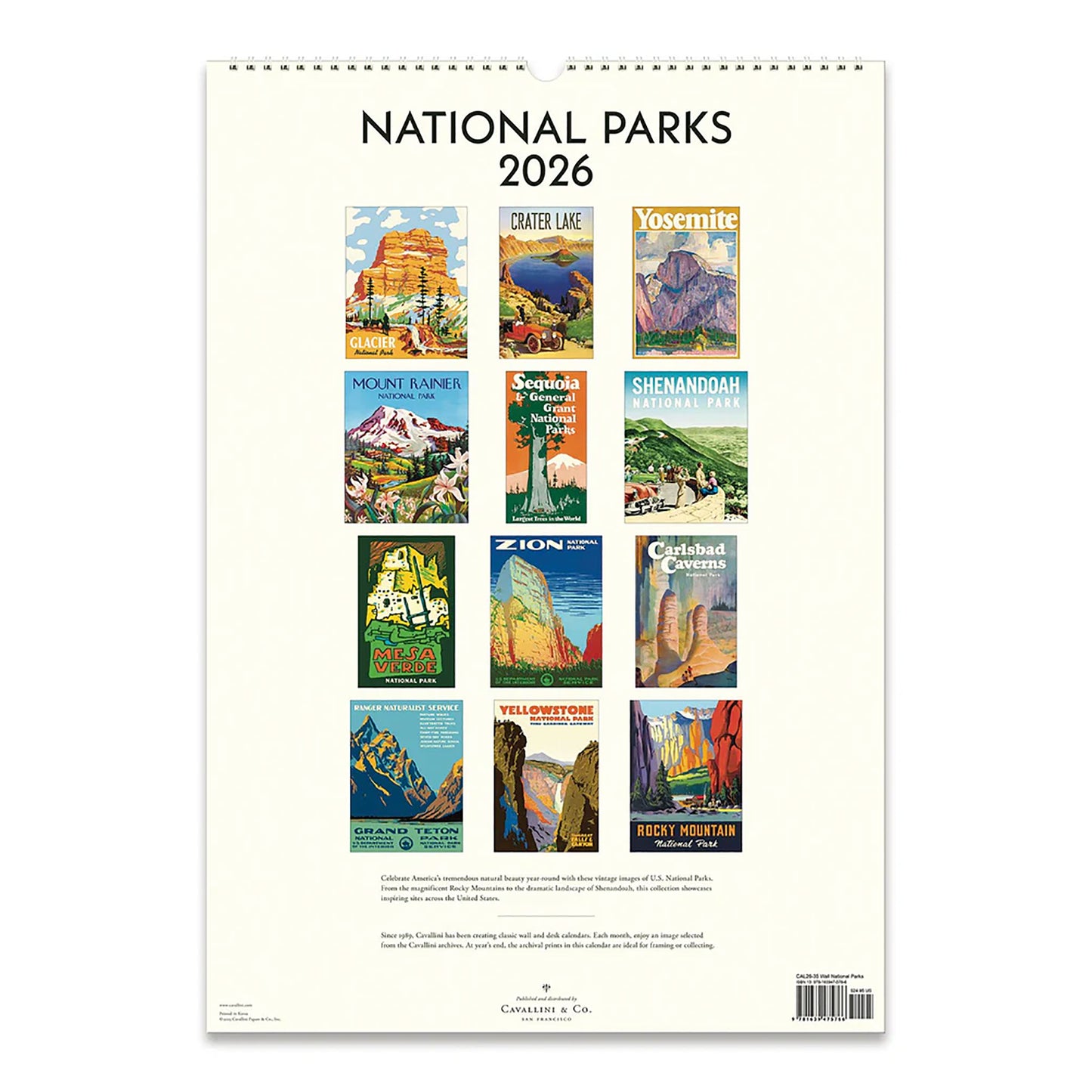 Cavallini Wall Calendar-National Parks 2026