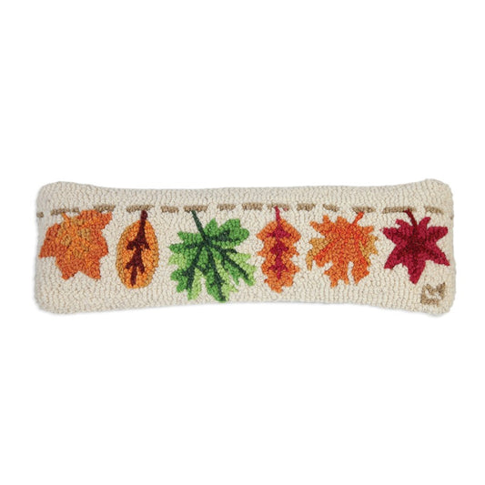 Drying Leaves Lumbar Hooked Wool Pillow