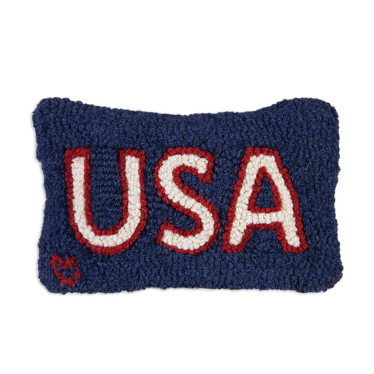 USA Small Hooked Wool Pillow