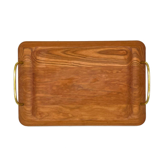 Cherry Serving Board with Brass Handles-15" x 10"