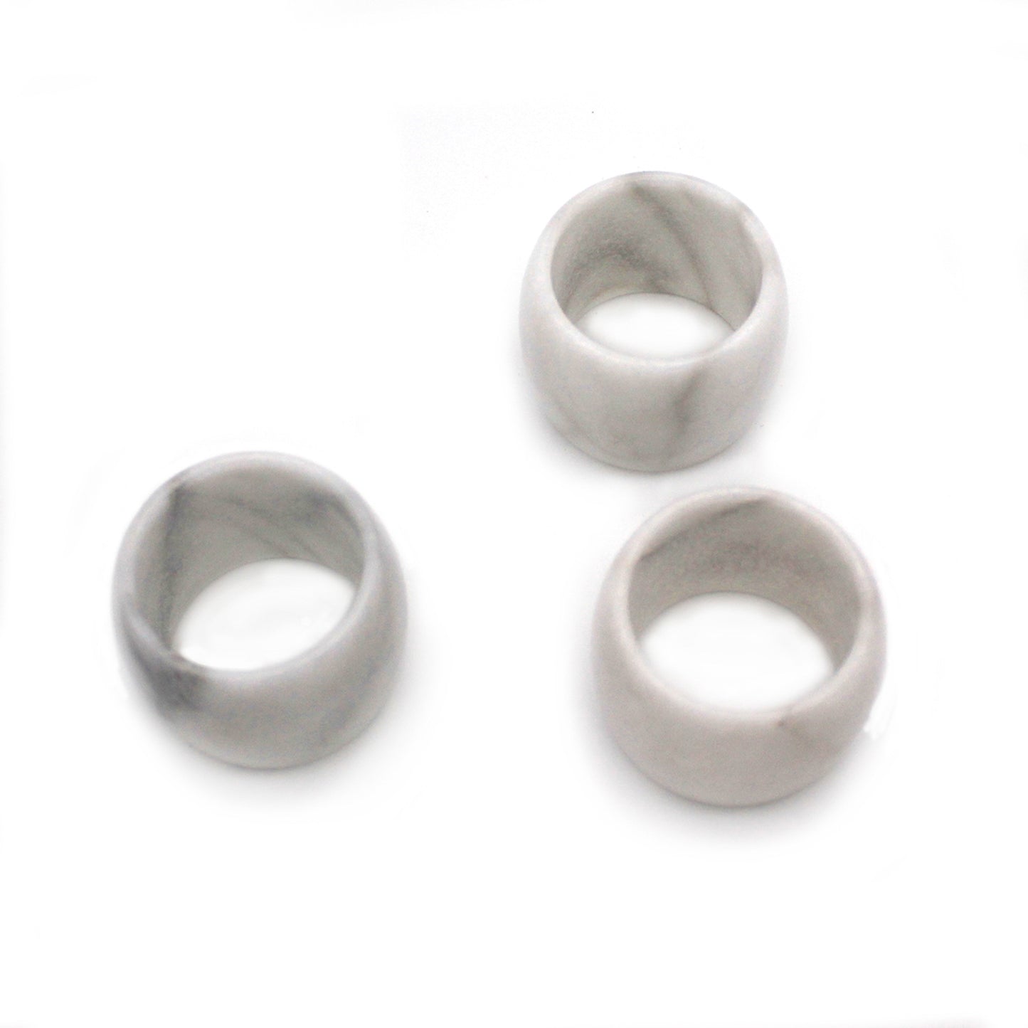 White Vermont Marble Napkin Rings (Set of 6)