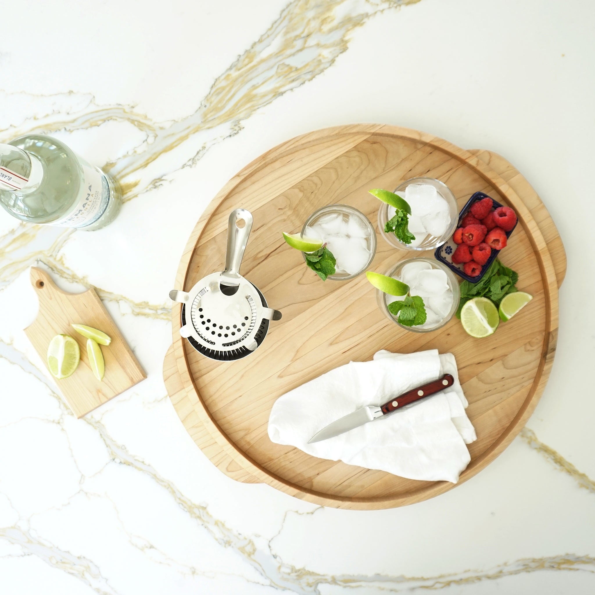 Maple Round Wooden Serving Tray-18