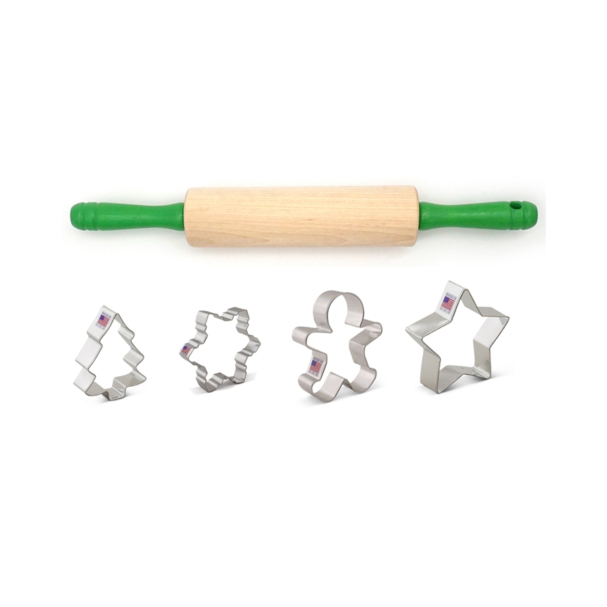 Kid's Green Rolling Pin Baking Gift Set