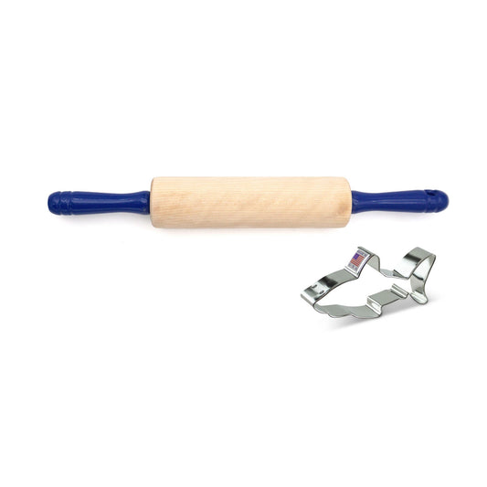 Kid's Rolling Pin + Cookie Cutter Gift Set-Navy
