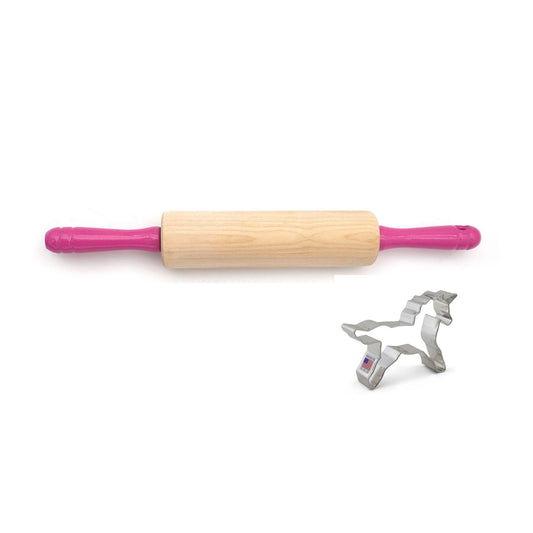 Kid's Rolling Pin + Cookie Cutter Gift Set-Pink
