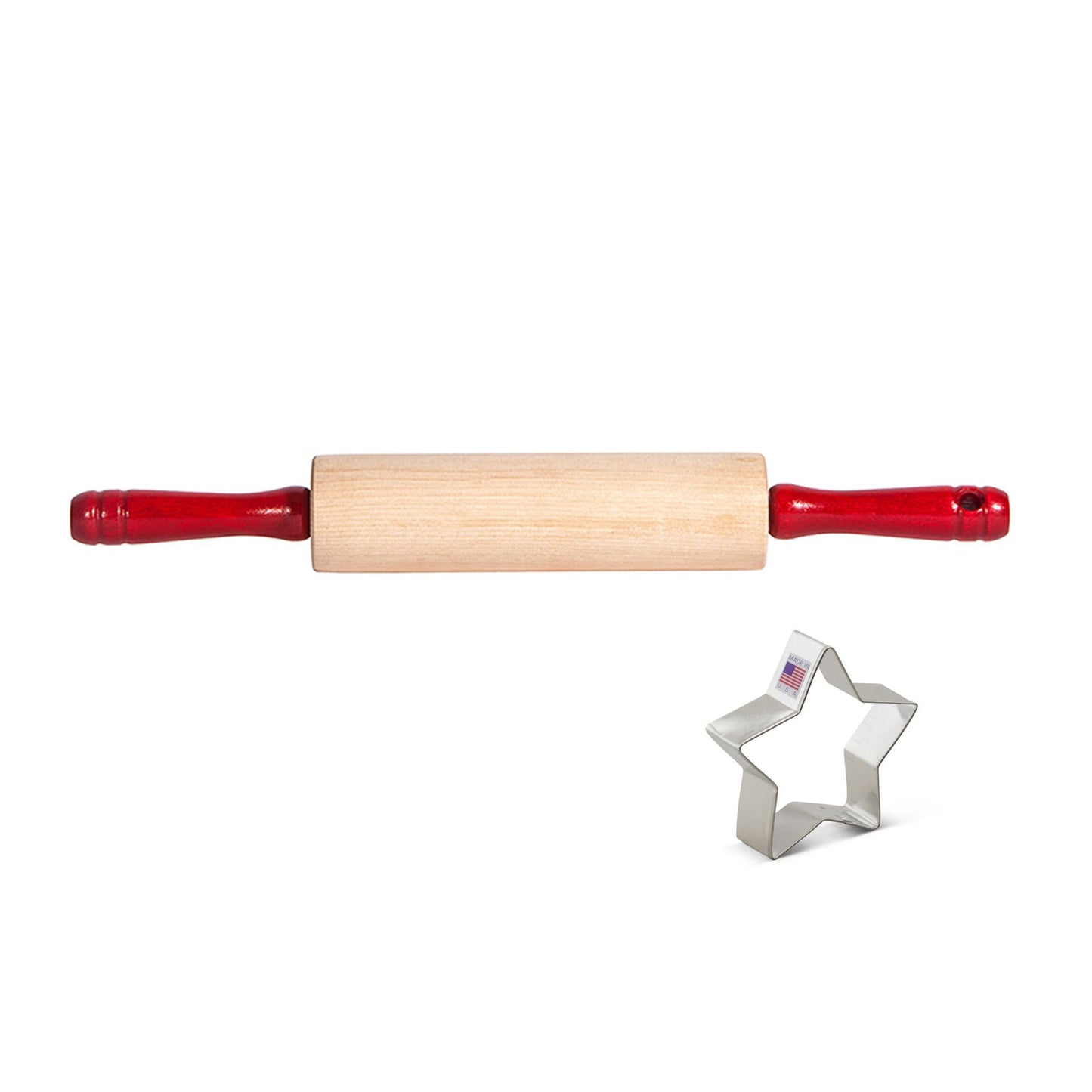 Kid's Rolling Pin + Cookie Cutter Gift Set-Red