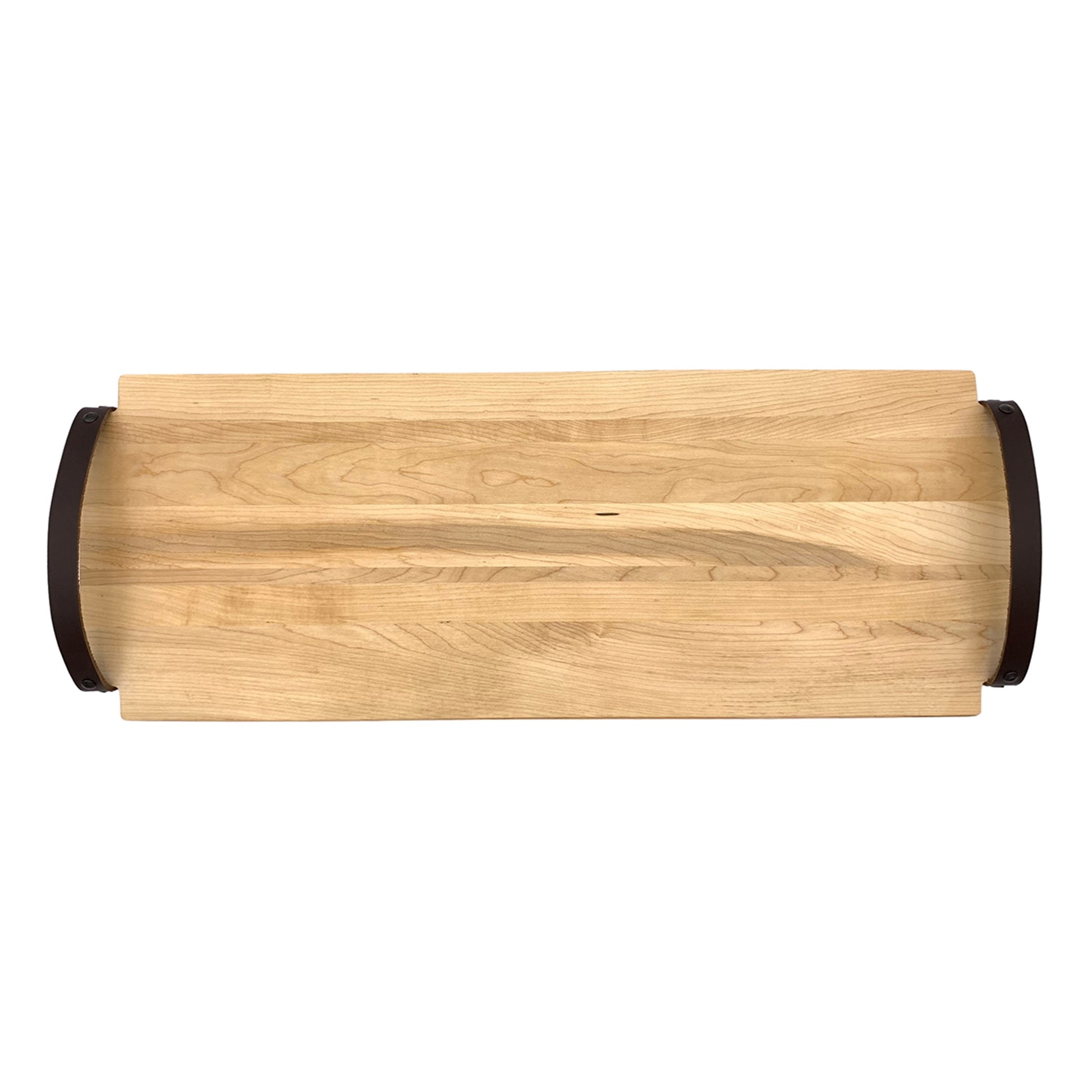 Maple Rectangle Serving Board with Double Leather Handles-24"x 9"
