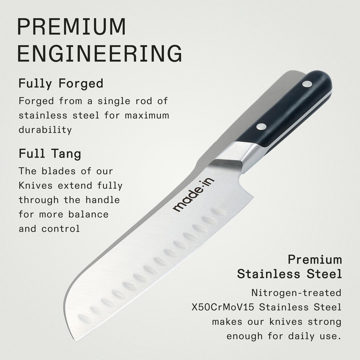 MADE IN  7" Santoku Knife-Truffle Black