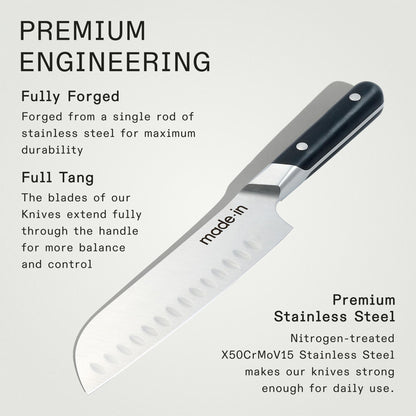 MADE IN  7" Santoku Knife-Truffle Black