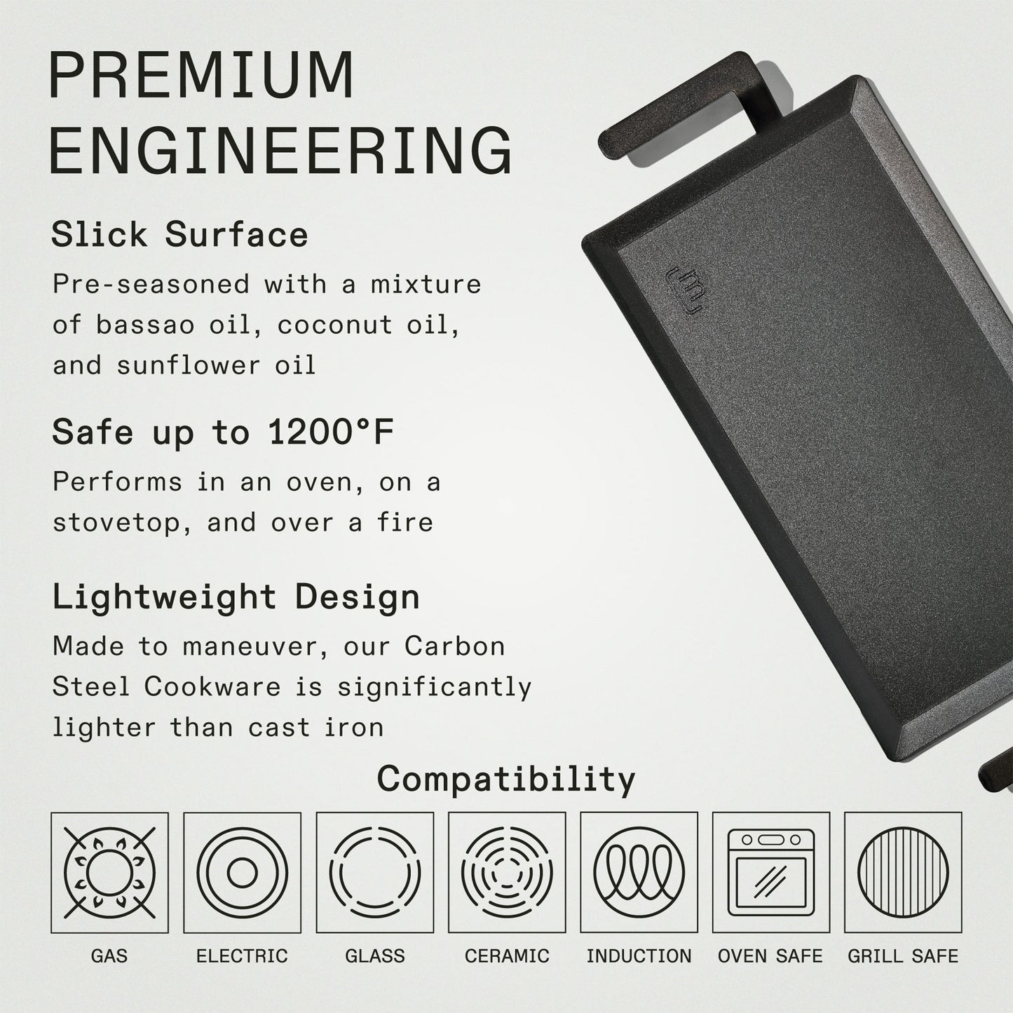 MADE IN Carbon Steel Griddle (Seasoned)