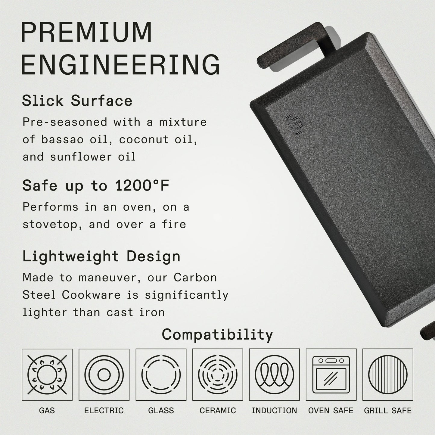 MADE IN Carbon Steel Griddle (Seasoned)
