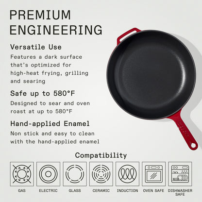 MADE IN Enameled Cast Iron 11.5'' Skillet - Red