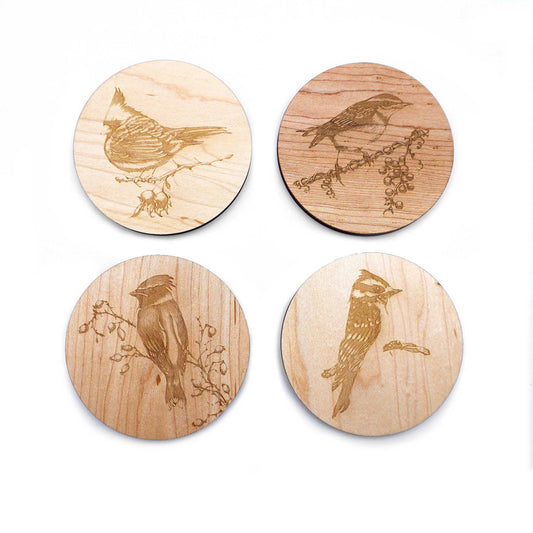 Laura Zindel Maple Coasters-Set of 4-Birds