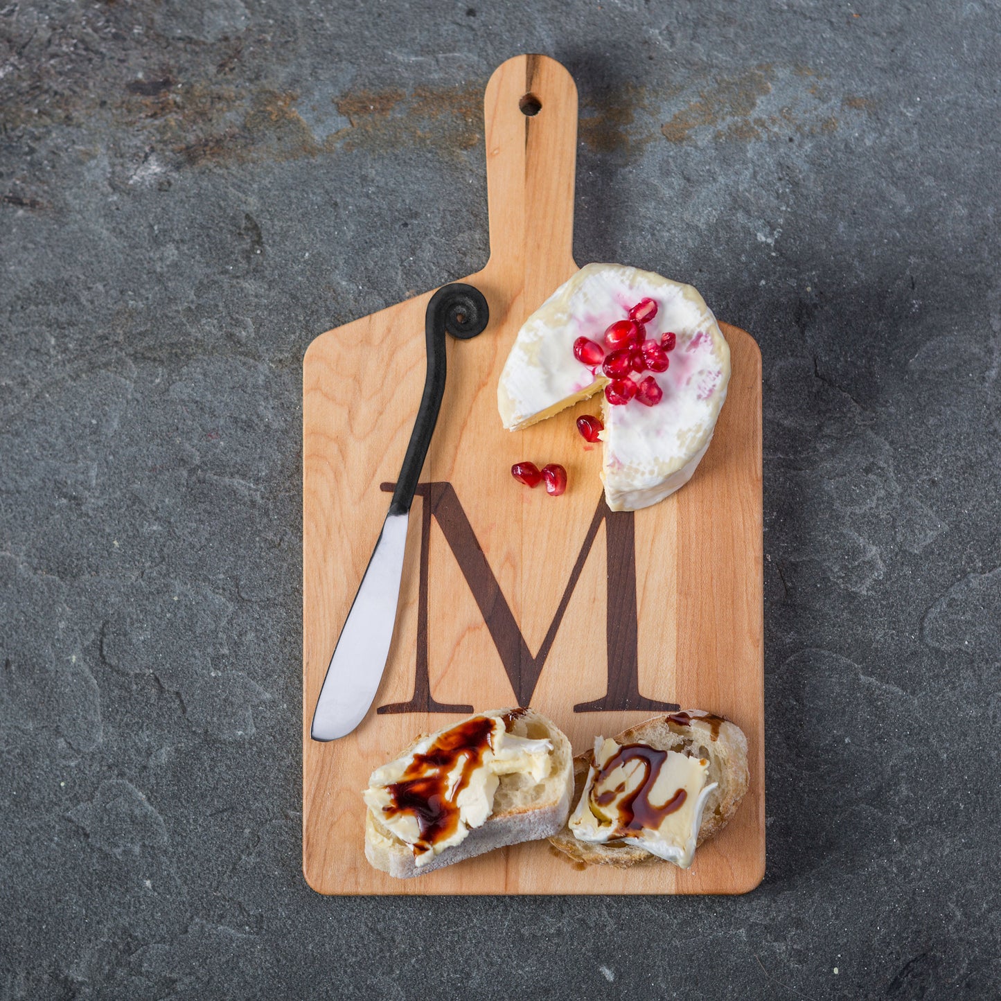 Monogrammed Maple Cheese Board Gift Pack