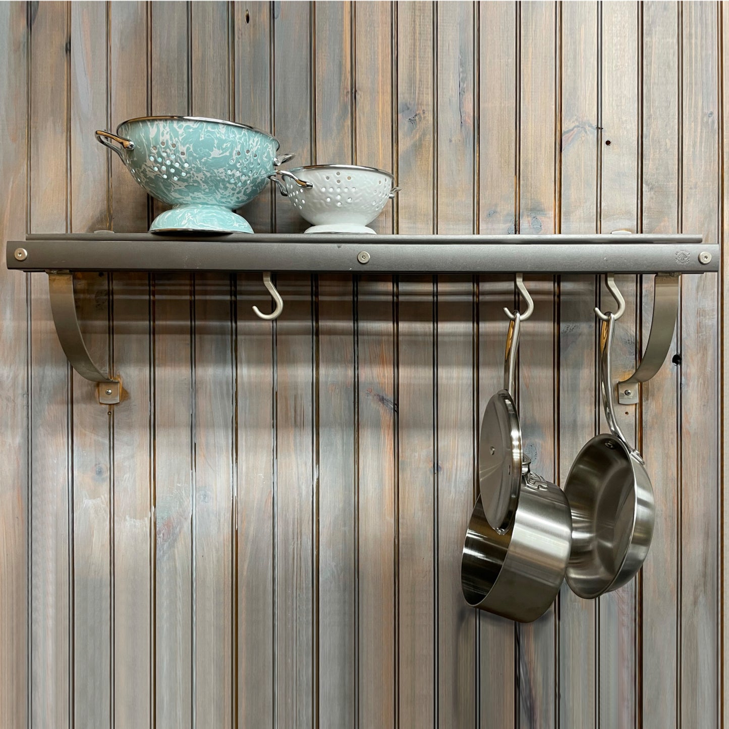 Gray Maple Wall Mounted Pot Rack