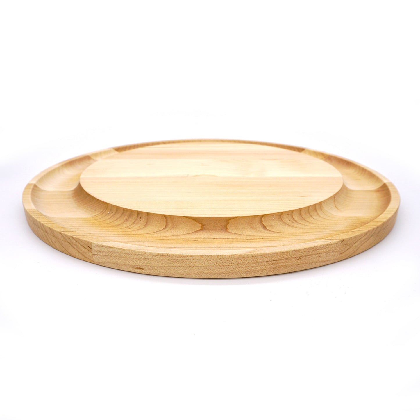 Maple Round Cheese Board With Cracker Groove-16"