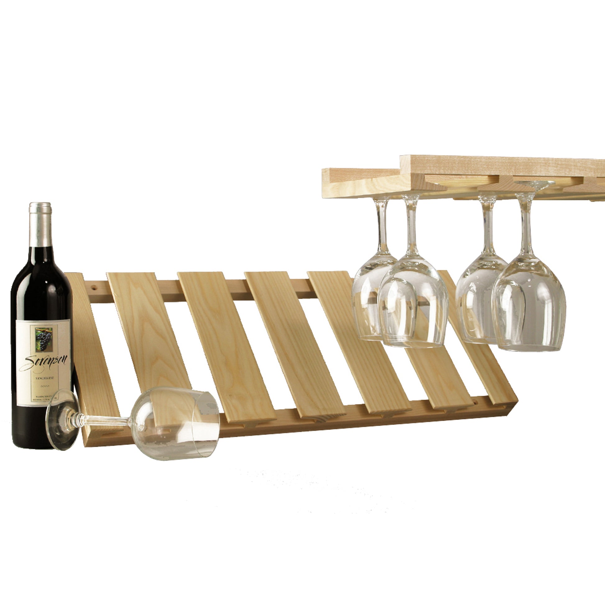 Handmade Wooden Wine Glass Rack Under Cabinet Stemware Wine Glass