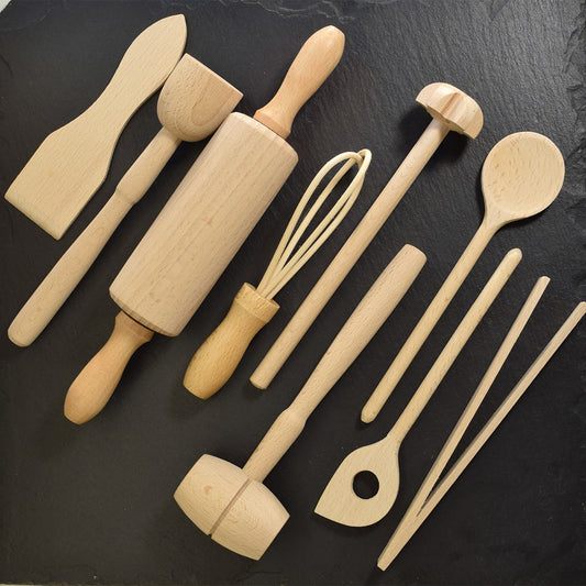 9 Piece Wooden Children's Cook Set
