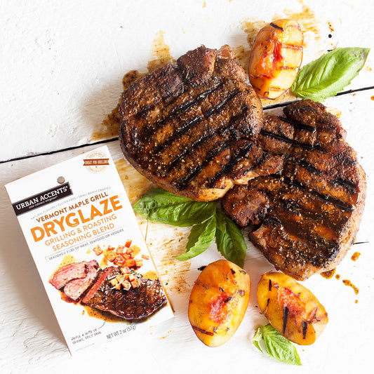 Vermont Maple Grill Dryglaze lifestyle with grilled pork chops.
