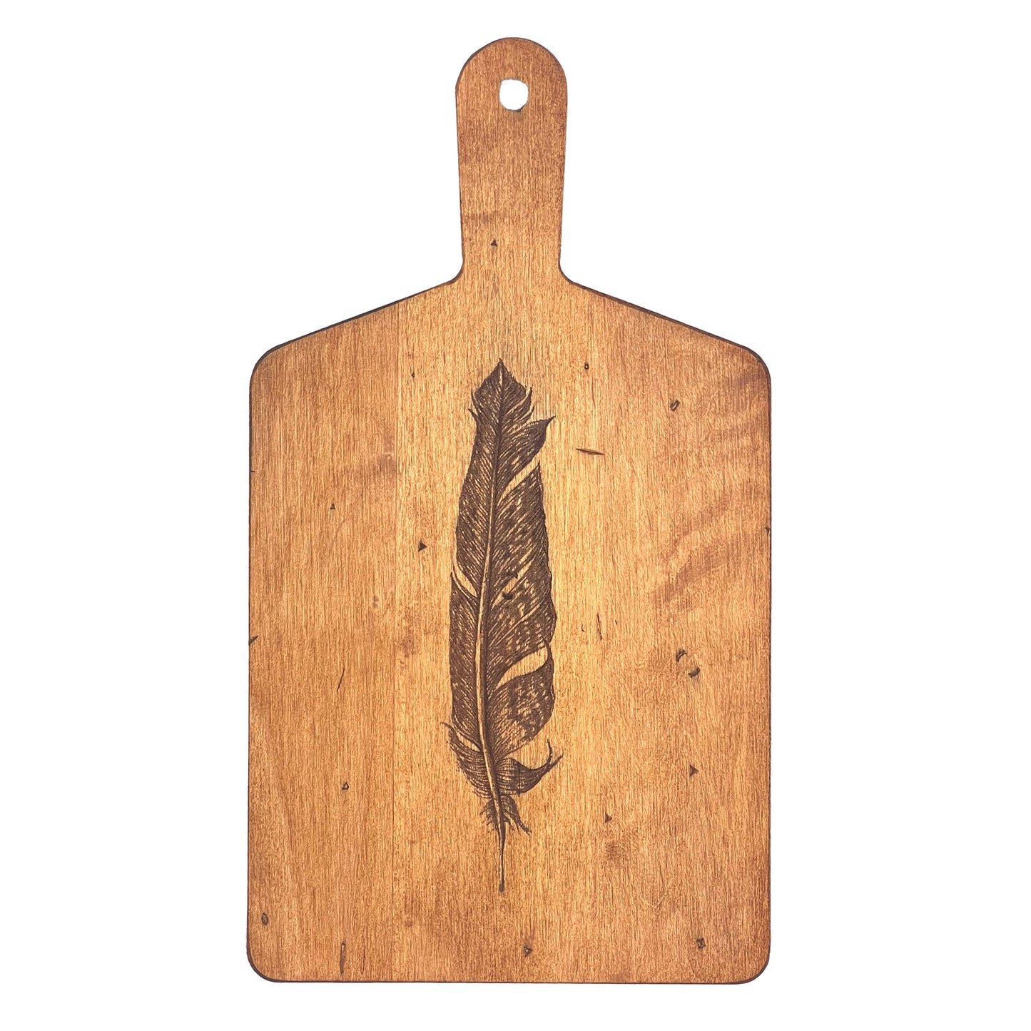 Laura Zindel Artisan Maple Rectangle Handled Serving Board - Feather