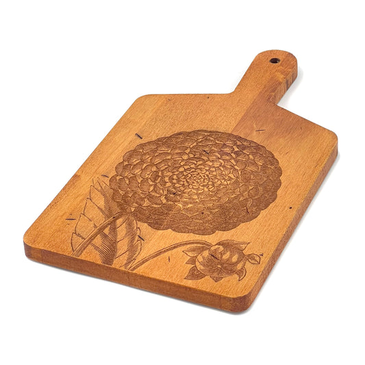 Artisan Maple Rectangle Handled Serving Board - Vintage Dahlia