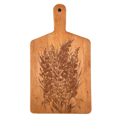 Artisan Maple Rectangle Handled Serving Board- Vintage Gladiolus