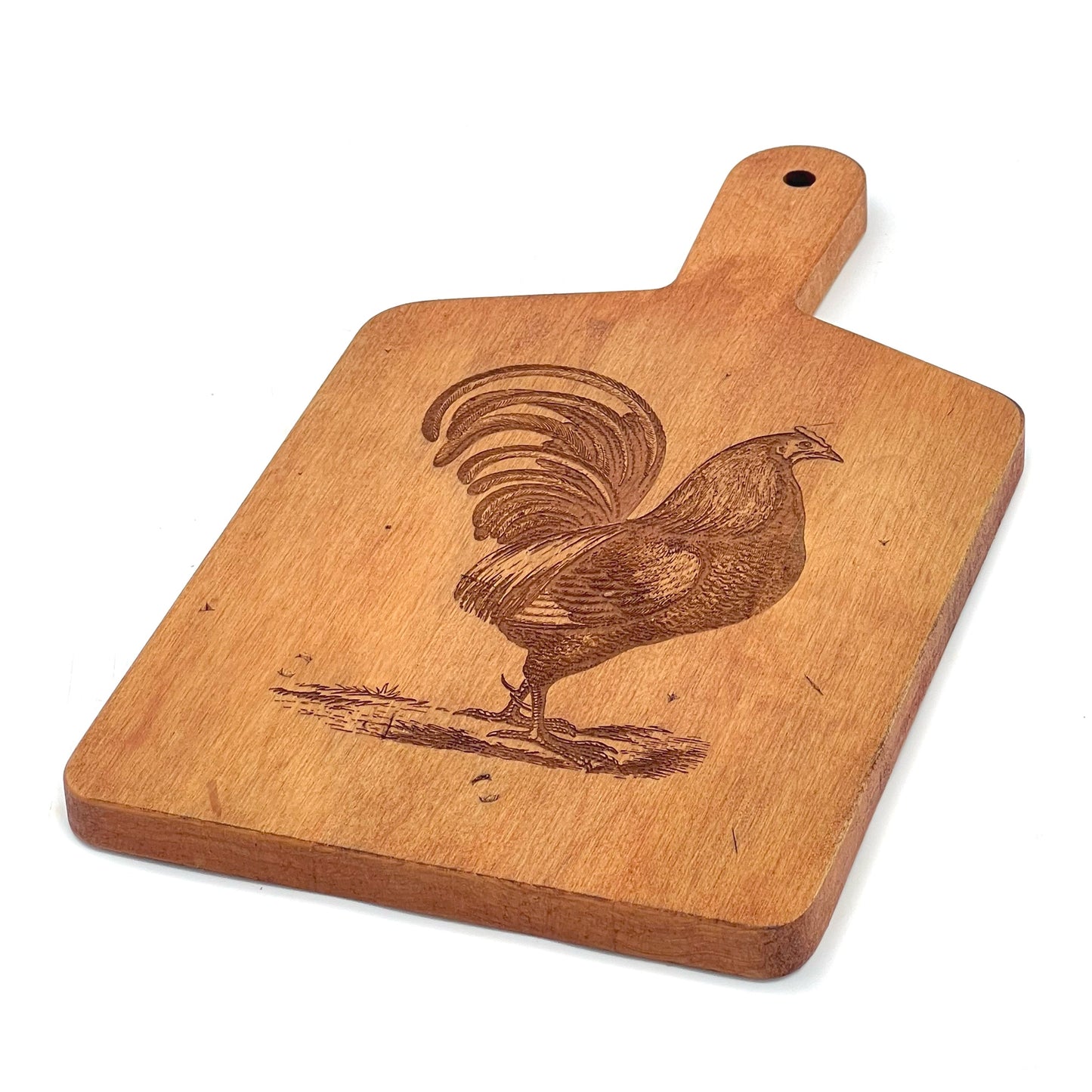 Artisan Maple Rectangle Handled Serving Board - Vintage Rooster
