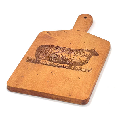 Artisan Maple Rectangle Handled Serving Board - Vintage Sheep